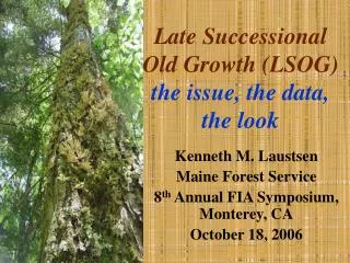 Late Successional Old Growth (LSOG) the issue, the data, the look