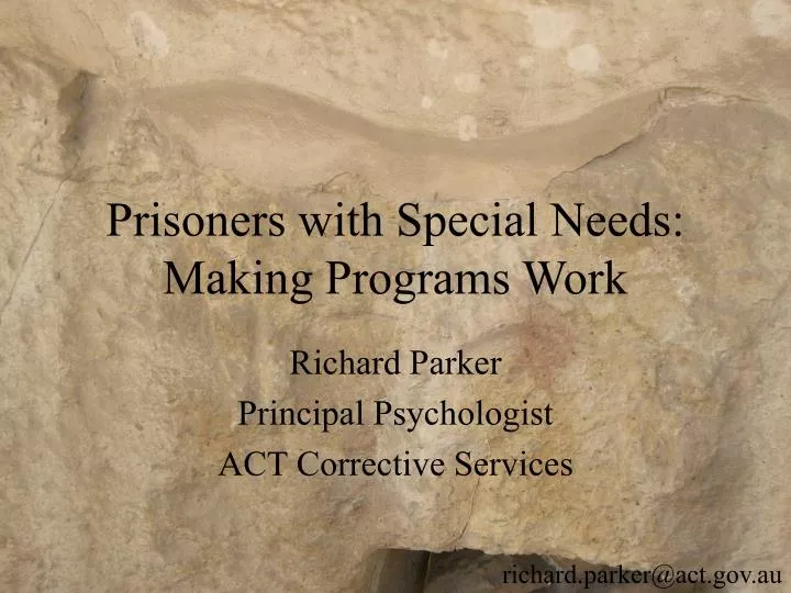prisoners with special needs making programs work