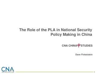 The Role of the PLA in National Security Policy Making in China