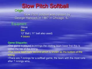 Slow Pitch Softball