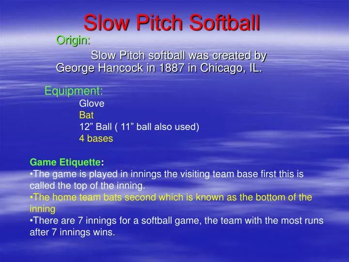PPT - Slow Pitch Softball PowerPoint Presentation, free download