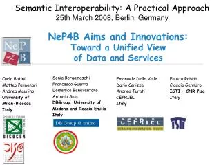 NeP4B Aims and Innovations: Toward a Unified View of Data and Services