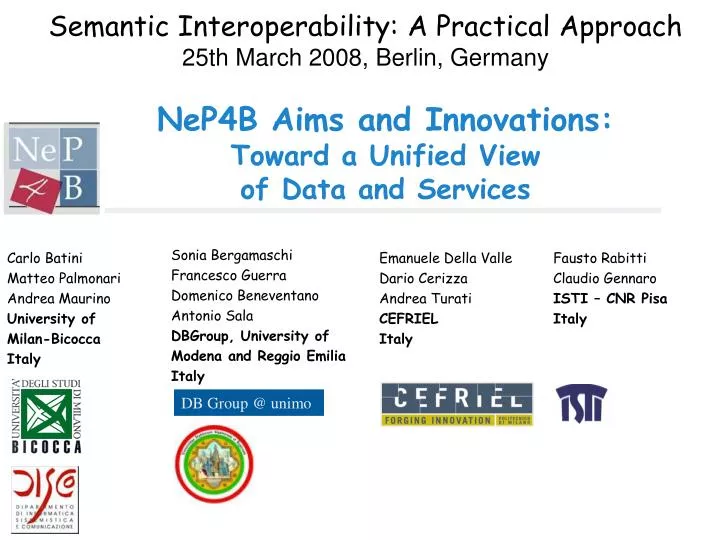 nep4b aims and innovations toward a unified view of data and services