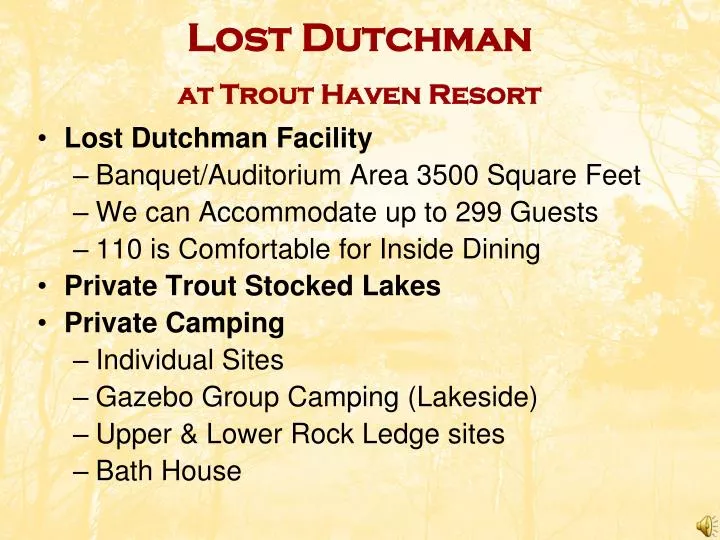 lost dutchman at trout haven resort