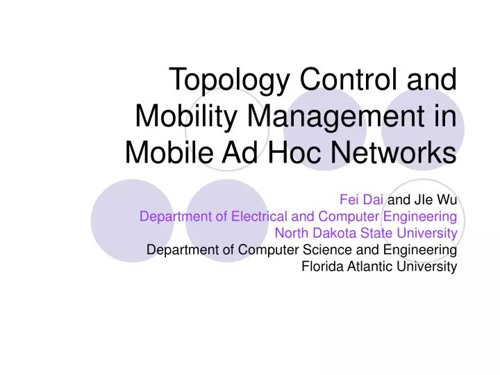 topology control and mobility management in mobile ad hoc networks