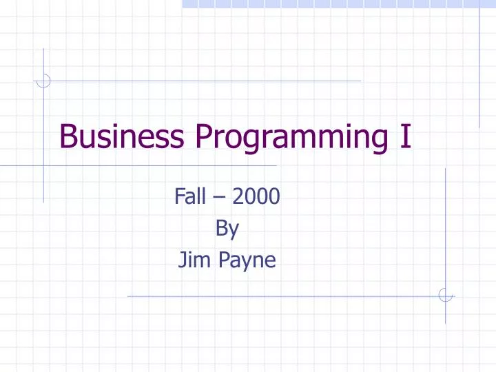 business programming i