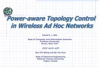 Power-aware Topology Control in Wireless Ad Hoc Networks
