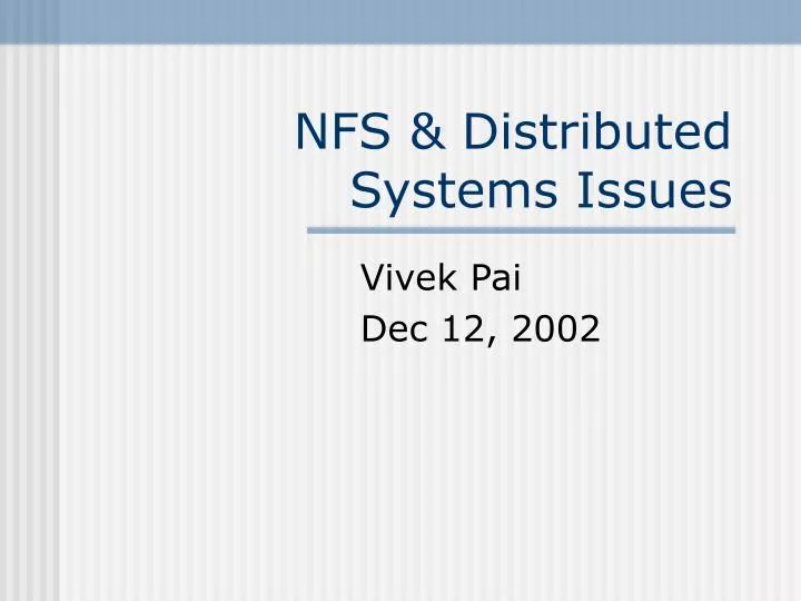 nfs distributed systems issues