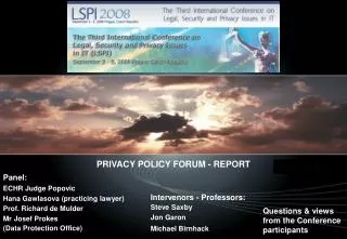 PRIVACY POLICY FORUM - REPORT