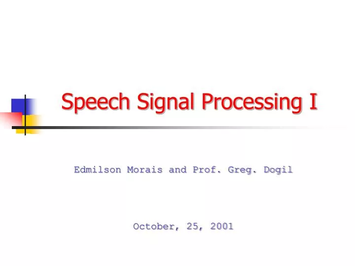 speech signal processing i