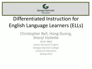 Differentiated Instruction for English Language Learners (ELLs)
