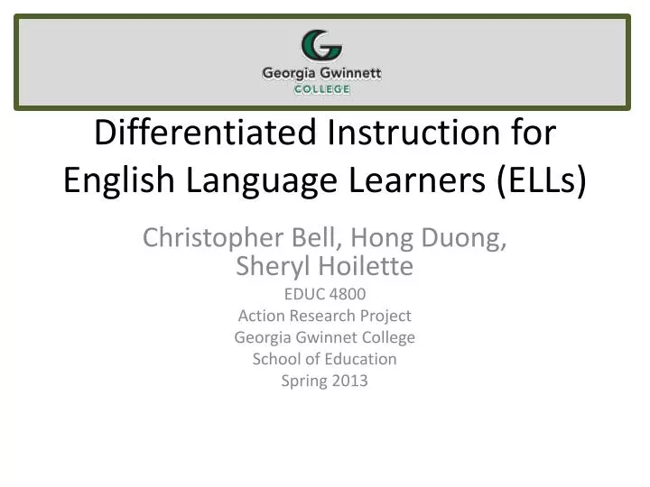 differentiated instruction for english language learners ells