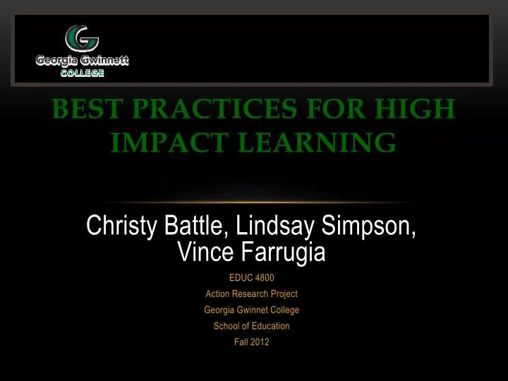 best practices for high impact learning