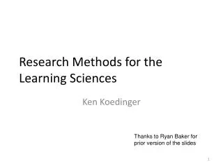 Research Methods for the Learning Sciences