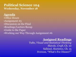 Political Science 104 Wednesday, November 18
