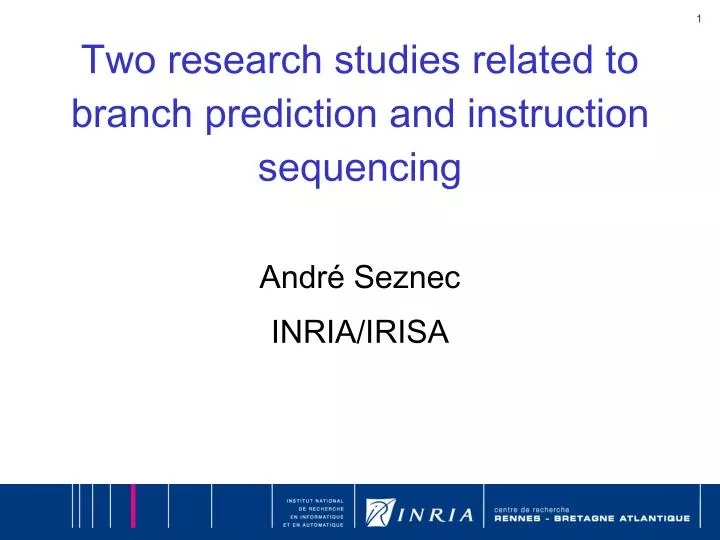 two research studies related to branch prediction and instruction sequencing