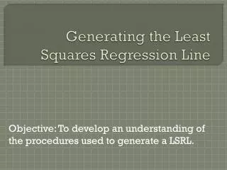 Generating the Least Squares Regression Line