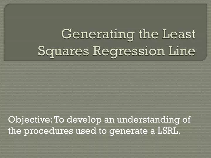 generating the least squares regression line