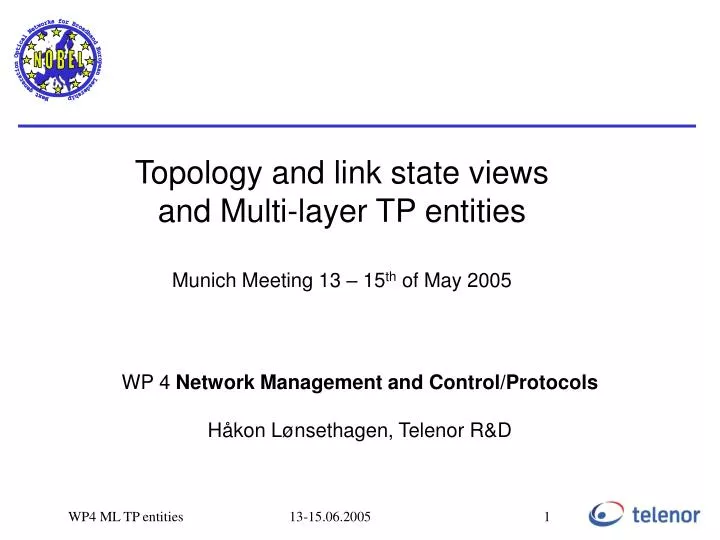 topology and link state views and multi layer tp entities munich meeting 13 15 th of may 2005