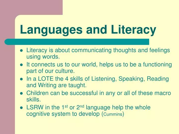 languages and literacy