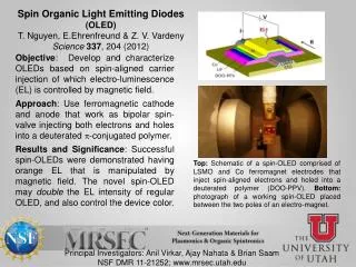 Spin Organic Light Emitting Diodes (OLED) T. Nguyen, E.Ehrenfreund &amp; Z. V. Vardeny