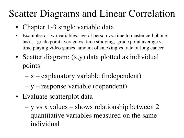 scatter diagrams and linear correlation