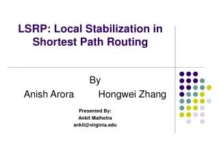 LSRP: Local Stabilization in Shortest Path Routing