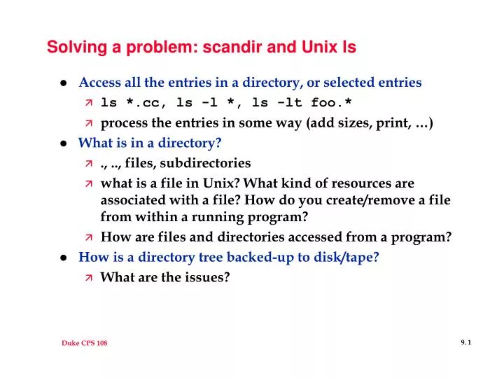solving a problem scandir and unix ls