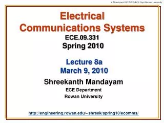Electrical Communications Systems ECE.09.331 Spring 2010