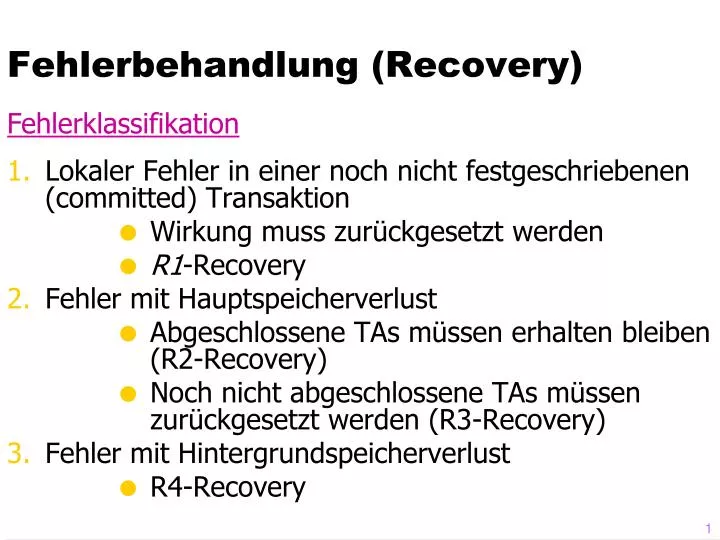 fehlerbehandlung recovery