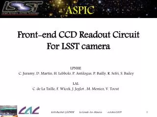 ASPIC Front-end CCD Readout Circuit For LSST camera