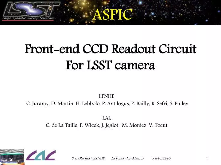 aspic front end ccd readout circuit for lsst camera