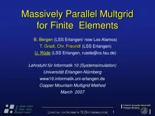 Massively Parallel Multgrid for Finite Elements