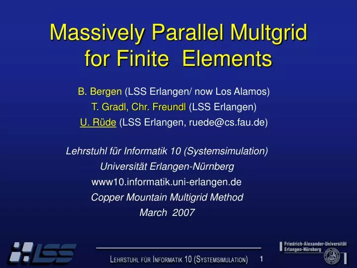 massively parallel multgrid for finite elements