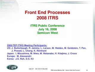 Front End Processes 2008 ITRS