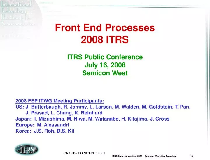 front end processes 2008 itrs