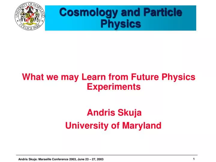 cosmology and particle physics