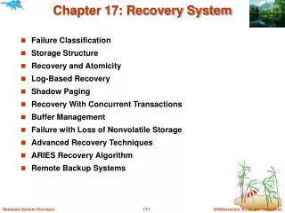 chapter 17 recovery system