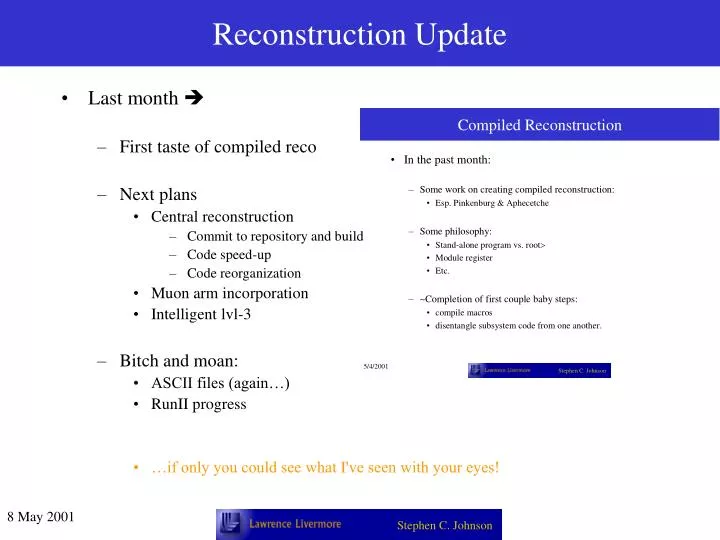 reconstruction update