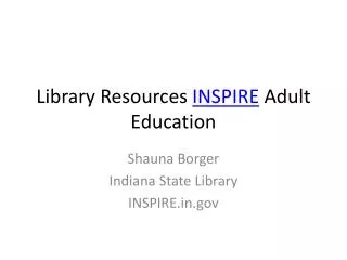 Library Resources INSPIRE Adult Education