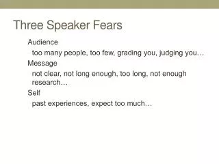 Three Speaker Fears