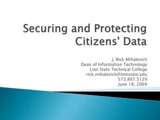 Securing and Protecting Citizens' Data