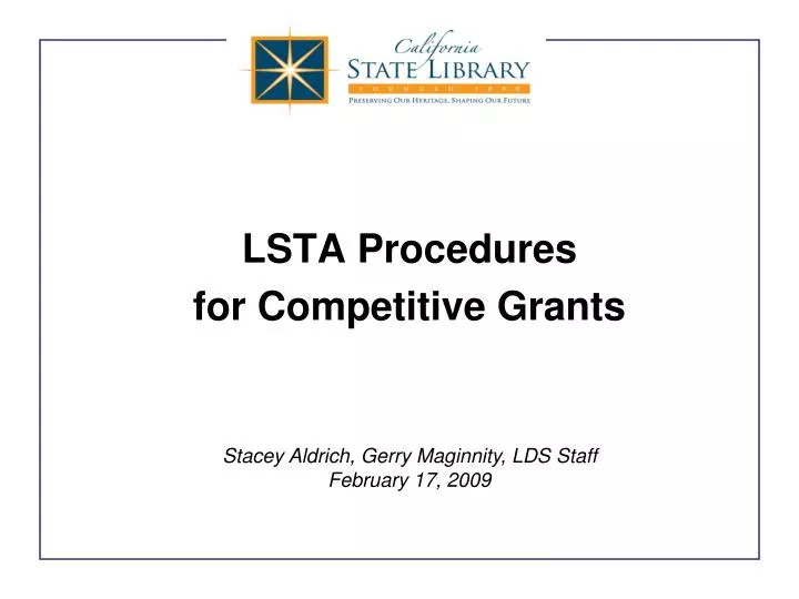 lsta procedures for competitive grants