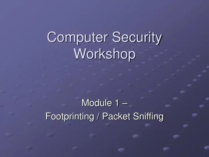 computer security workshop