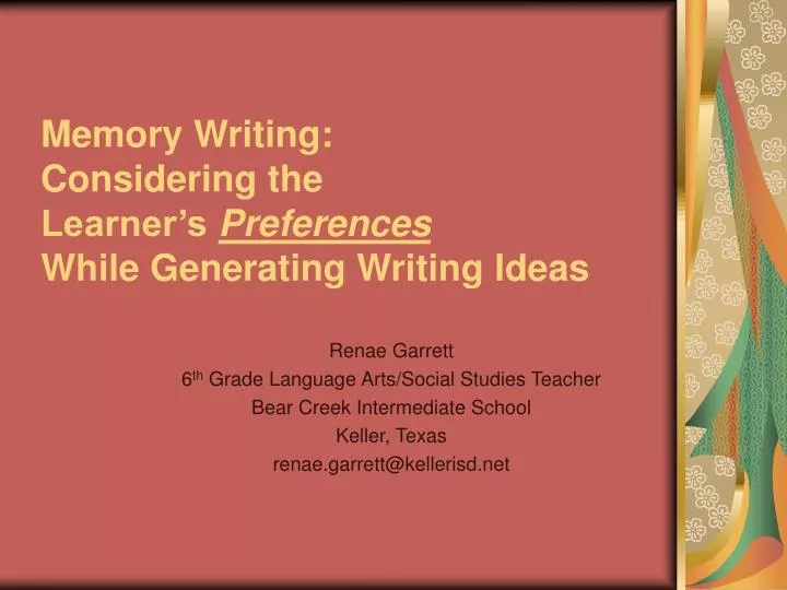 memory writing considering the learner s preferences while generating writing ideas