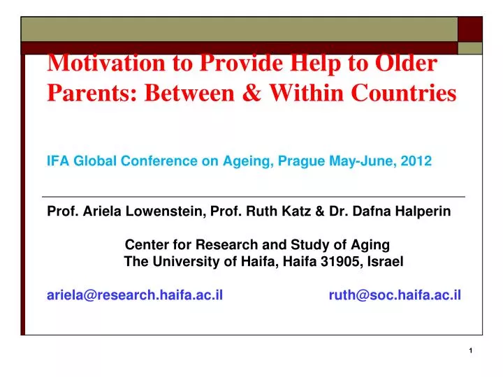 motivation to provide help to older parents between within countries