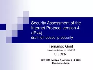 Security Assessment of the Internet Protocol version 4 (IPv4) draft-ietf-opsec-ip-security