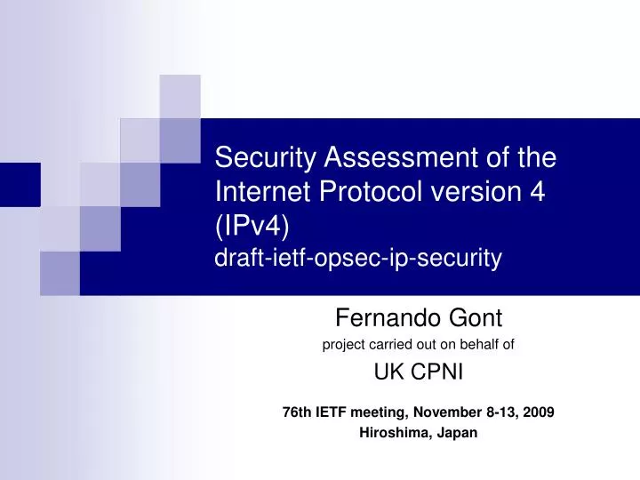 security assessment of the internet protocol version 4 ipv4 draft ietf opsec ip security