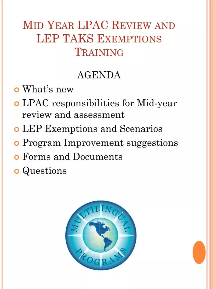 mid year lpac review and lep taks exemptions training