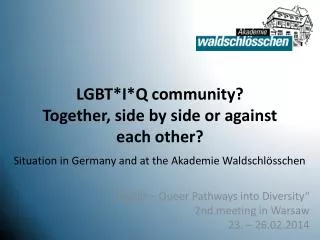 LGBT*I*Q community? Together, side by side or against each other?